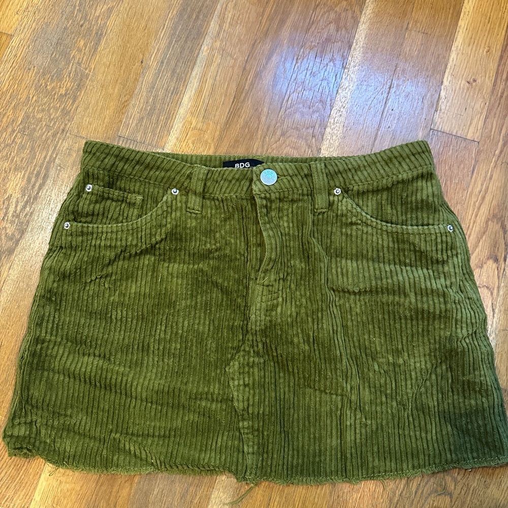 BDG Green Corduroy Mini Skirt
